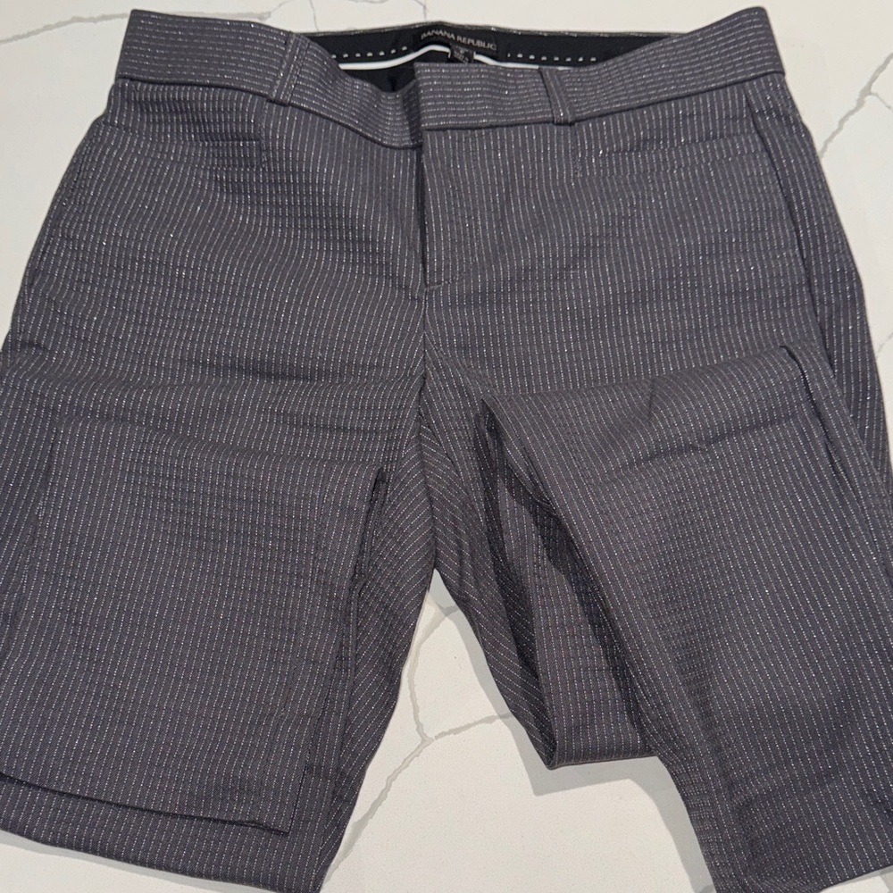 Women’s Banana Republic Gray Glitter Stripe Sloan Straight Pants 2P